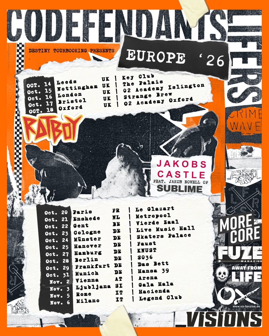 RAT BOY AND JAKOBS CASTLE AS CODEFENDANTS TOUR SUPPORT
